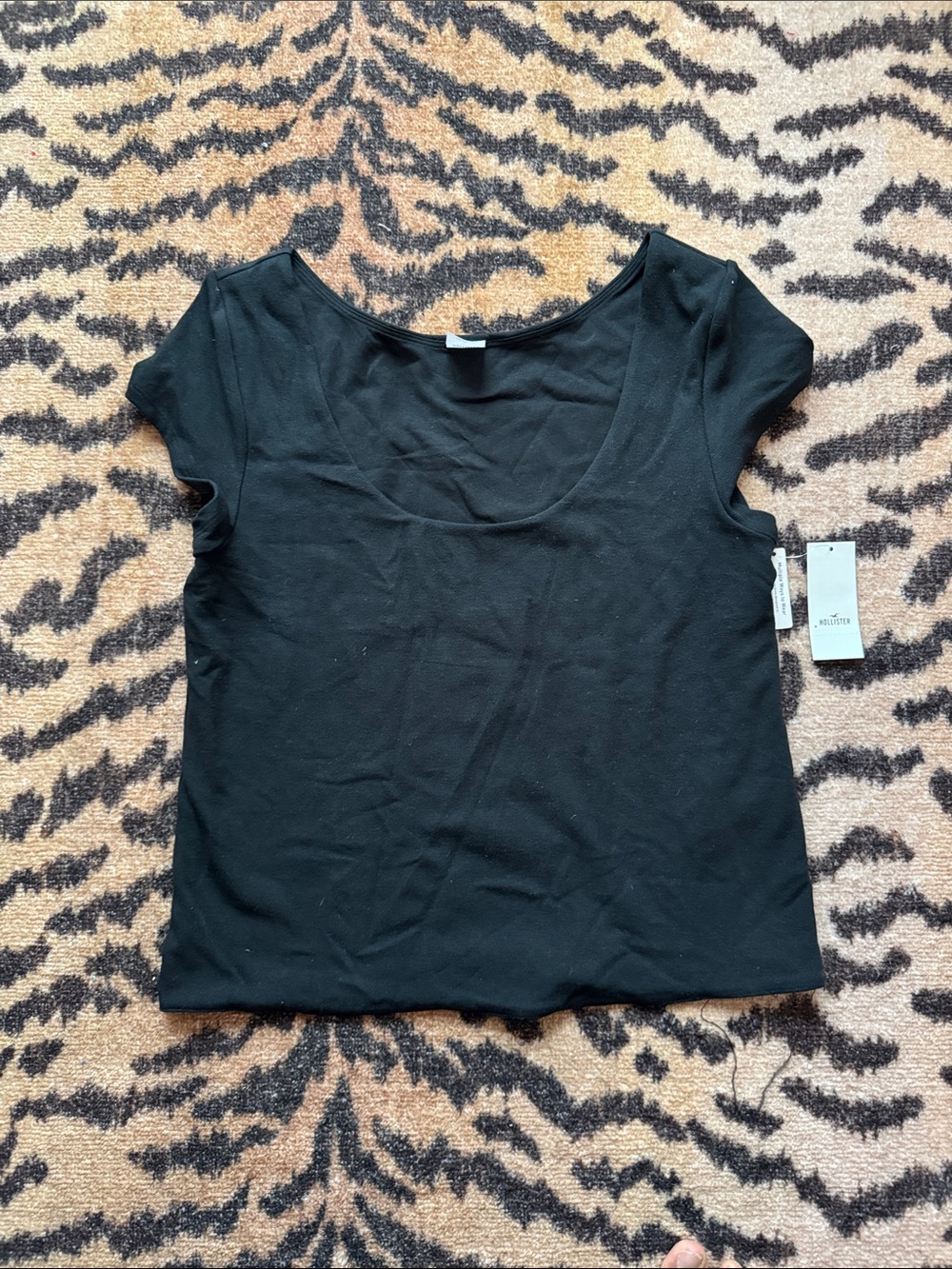 Hollister Black Scoop Neck Short Sleeve Tee two way top
